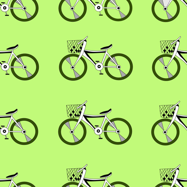 绿色自行车无缝图案图片下载