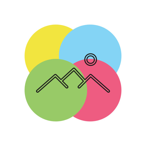 向量自然景观符号，太阳越过山脉图片下载