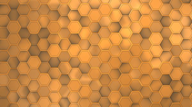 黄色六边形现代背景插图，3d渲染图片下载