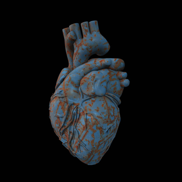 3D线框心渲染孤立的白色背景，3D渲染图片下载