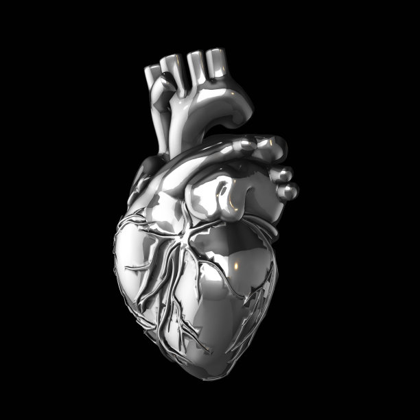 3D线框心渲染孤立的白色背景，3D渲染图片下载