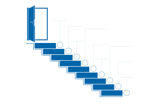 爬上梯子和门口。模板信息。单色。蓝色。9。图片下载