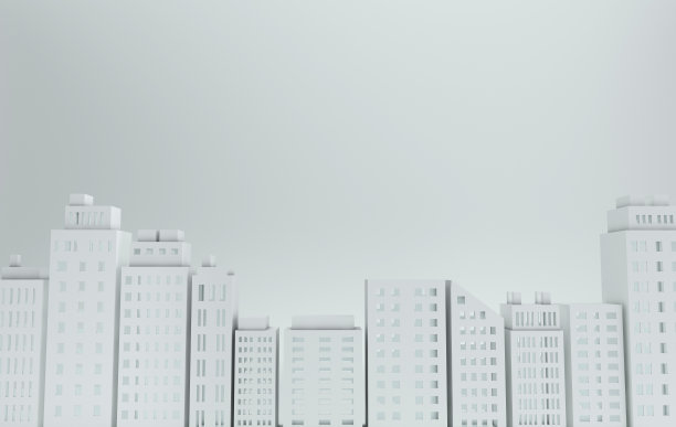 白皮书摩天大楼。建筑全景建筑。现代城市天际线建筑工业纸艺术景观摩天大楼办公室。3 d渲染图图片下载