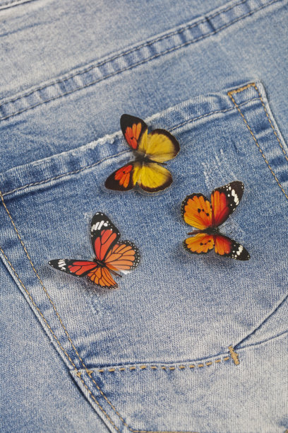 牛仔牛仔裤上的蝴蝶图片下载
