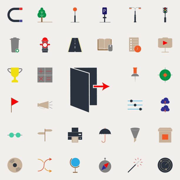 彩色出口标志图标。Web图标通用设置为网络和移动图片下载