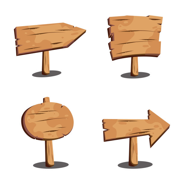 一套木制标志。图片下载