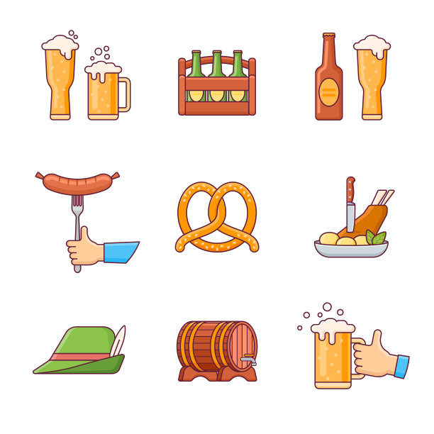 啤酒节的啤酒节平线图标图片下载