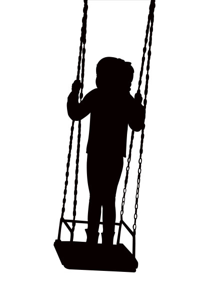 女孩摇摆，剪影向量图片下载