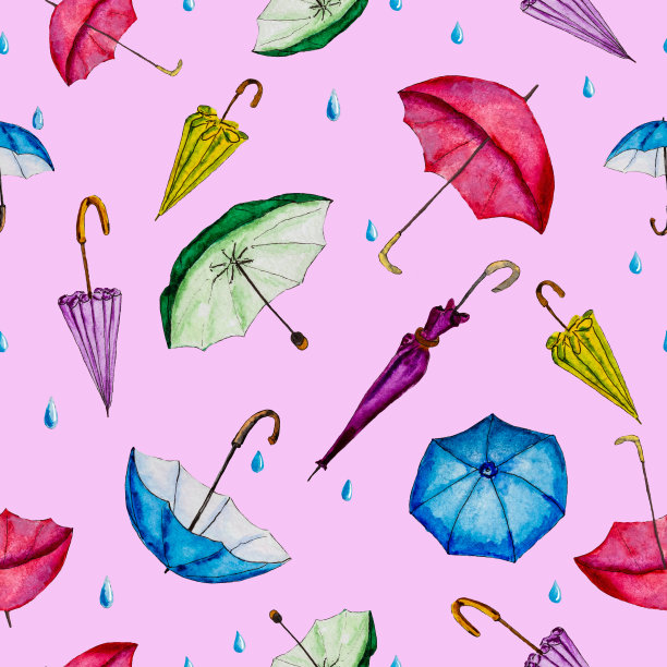 水彩伞无缝图案。图片下载