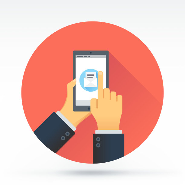 移动消息应用程序的业务网络横幅插图与图标。图片下载