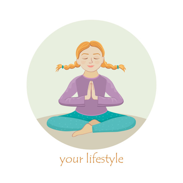 瑜伽女孩莲花姿势图片下载