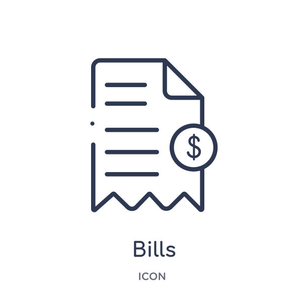 线性账单图标从电子商务和支付大纲收集。细线票据矢量隔离在白色背景上。潮流插画图片下载