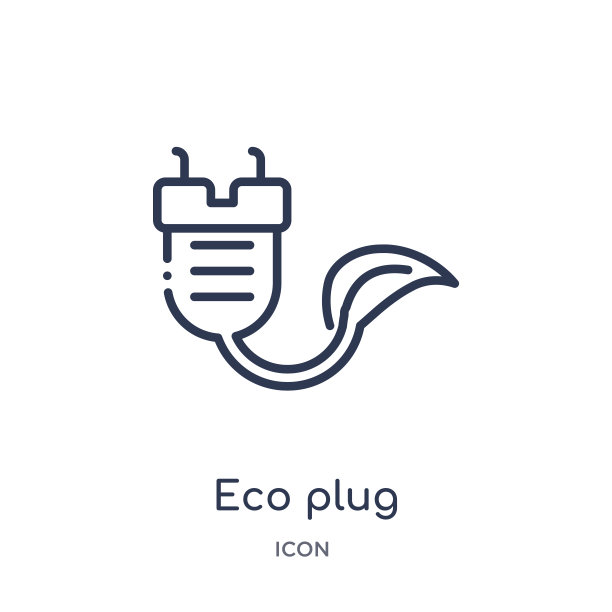 线性生态插头图标从生态大纲集合。细线生态插头矢量隔离在白色背景上。生态插头潮流插画图片下载