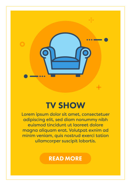 客厅沙发网络横幅插图与图标。图片下载