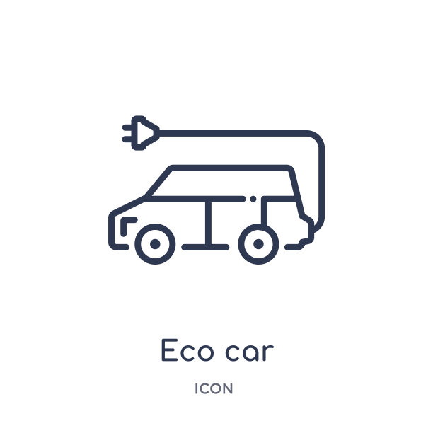 线性生态汽车图标从生态大纲收集。细线生态汽车矢量孤立在白色的背景。环保汽车时尚插画图片下载