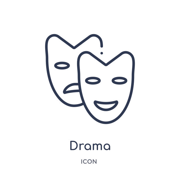 线性戏剧图标从教育大纲集合。细线戏剧图标孤立在白色背景。戏剧潮流插画图片下载