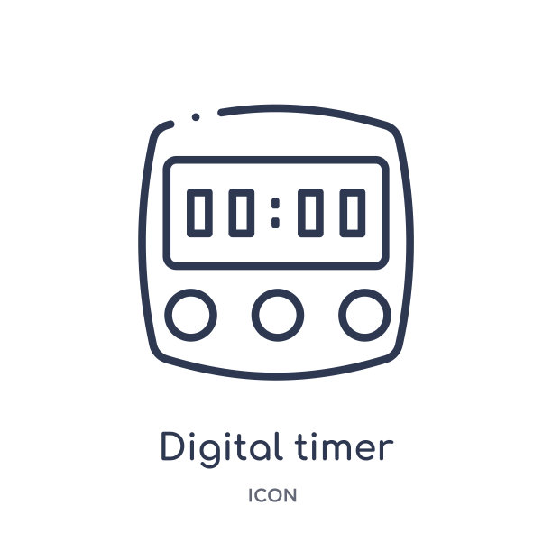 线性数字计时器图标从教育大纲集合。细线数字计时器图标隔离在白色背景。数字计时器潮流插画图片下载
