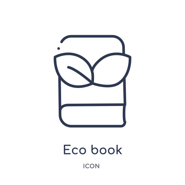 线性生态书图标从教育大纲集。细线生态书图标孤立在白色的背景。生态书时尚插画图片下载