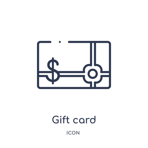 线性礼品卡图标从电子商务和支付大纲收集。细线礼品卡矢量孤立在白色的背景。礼品卡时尚插画图片下载