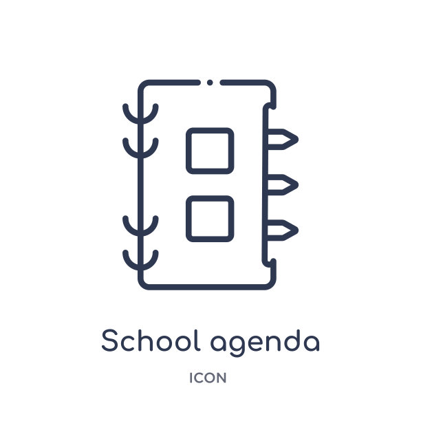 线性学校议程图标从教育大纲集合。细线学校议程图标孤立在白色的背景。学校议事日程新潮插图图片下载