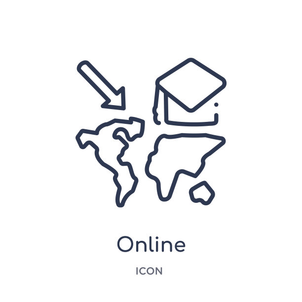 线性在线国际教育图标来自教育大纲集合。细线在线国际教育图标图片下载