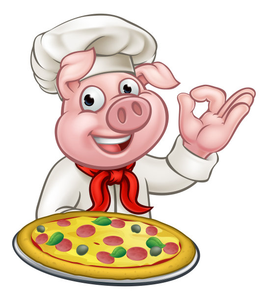小猪卡通披萨厨师角色图片下载