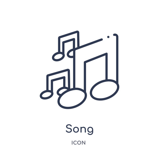 教育轮廓系列线性歌曲图标。白色背景上的细线歌曲矢量图。歌曲时尚插图图片下载