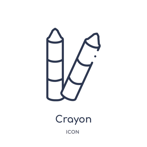 线性蜡笔图标从教育大纲收集。细线蜡笔矢量隔离在白色背景上。蜡笔流行插画图片下载
