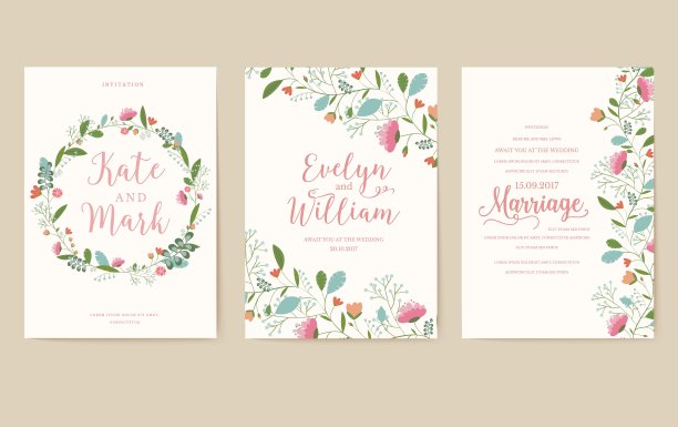 花卉主题的礼品传单设计。最适合婚礼或生日贺卡。花店邀请函装饰模板。图片下载