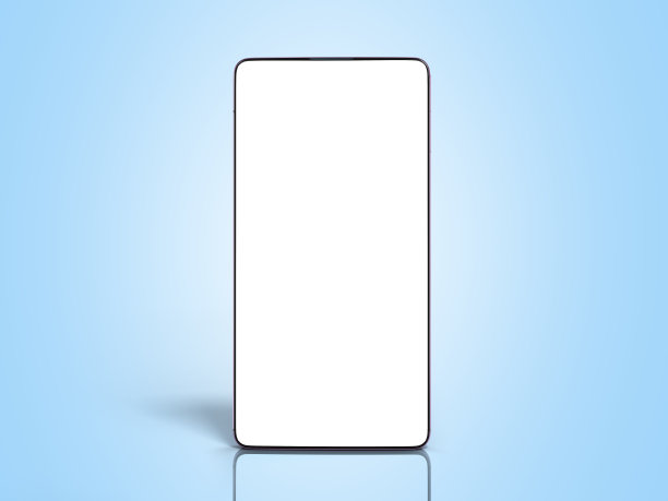 现代全屏智能手机白屏模型3d渲染蓝色梯度图片下载