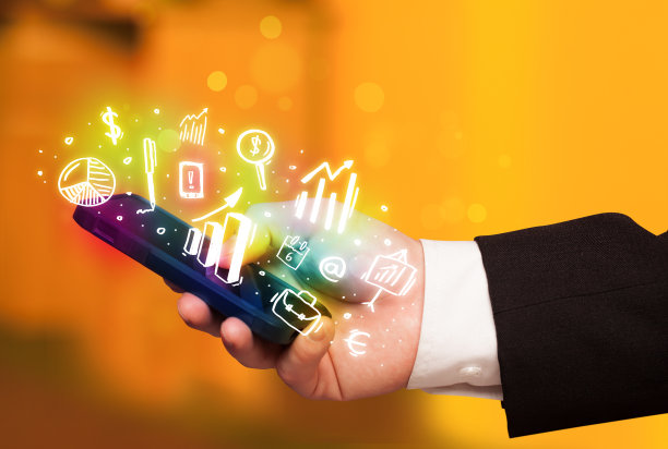 智能手机与金融和市场的图标和符号图片下载