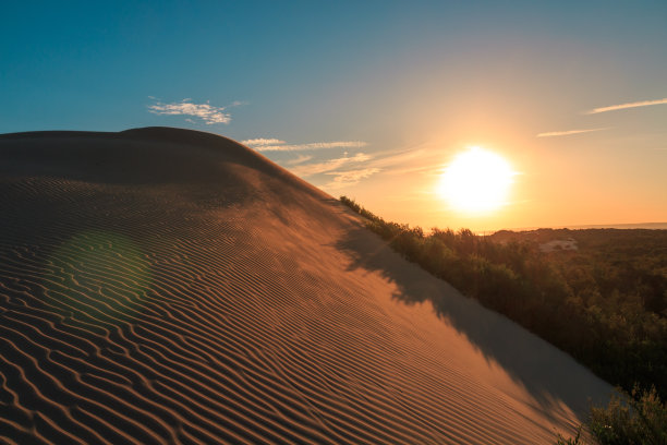 澳大利亚新南威尔士州格兰扁国家公园沙丘沙漠中的日落图片下载