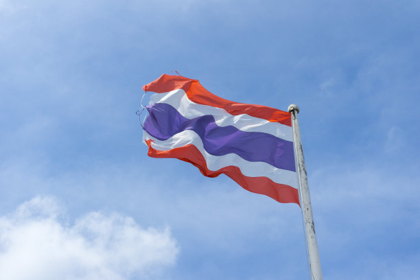 蓝色天空上的泰国国旗图片下载