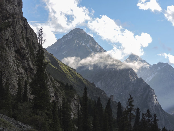 巴斯库恩峡谷，美丽的山景，吉尔吉斯斯坦，中亚图片下载