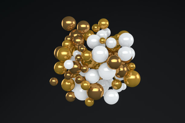 3D抽象闪亮球体黑色背景图片下载