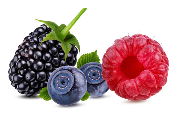 拼贴浆果与孤立的白色背景与剪切路径图片下载