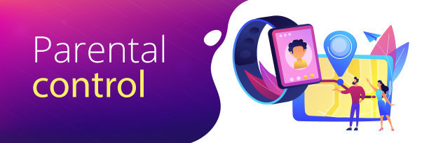 GPS儿童跟踪概念横幅标题。图片下载