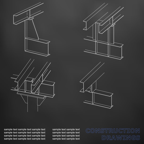 三维金属结构。梁和柱图片下载