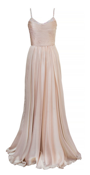 奢华的米色连衣裙与水晶孤立的背景，时尚的概念图片下载