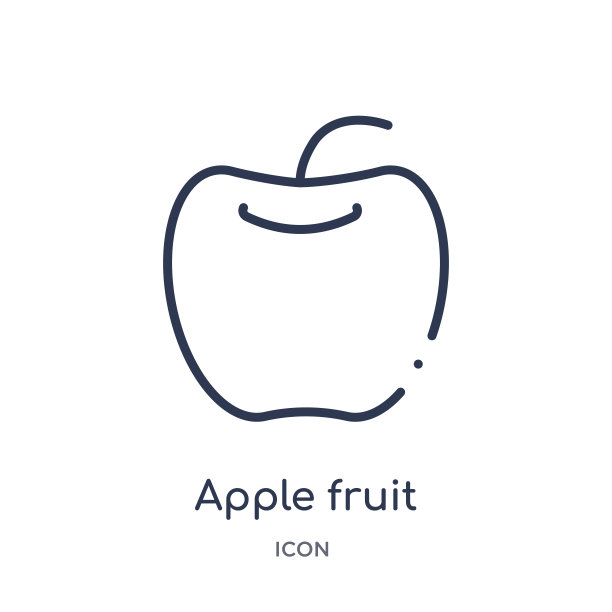 线性苹果水果图标从食物轮廓集合。细线苹果水果图标孤立的白色背景。苹果水果潮流插画图片下载