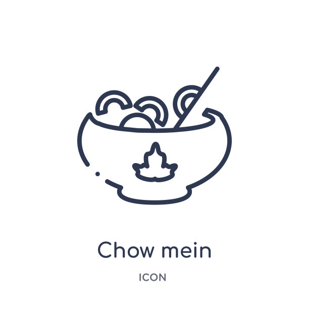 线性炒面图标从食物轮廓收集。细线炒面图标孤立在白色的背景。炒面的时尚插画图片下载