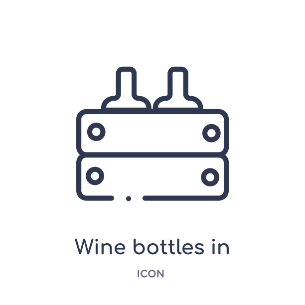线性酒瓶在一个盒子图标从食物大纲收集。细线酒瓶在一个盒子图标孤立的白色背景。时尚的插图盒子里的酒瓶图片下载