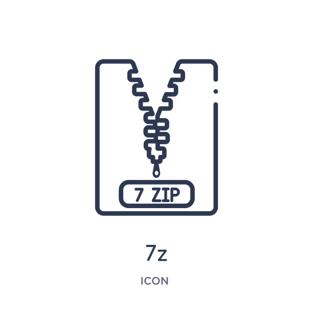 文件类型大纲集合中的线性7z图标。细线7z矢量孤立在白色背景。7 z时尚插图图片下载
