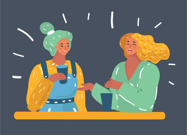 两个女人微笑着聊天。图片下载