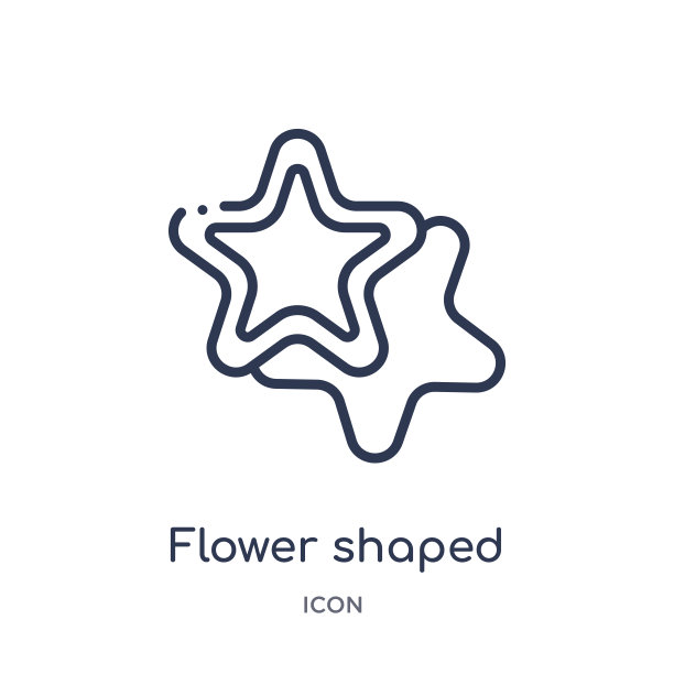 线性花形饼干图标从食品轮廓集合。细线花形饼干图标孤立在白色背景。花形饼干的潮流插图图片下载