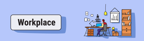 男人用笔记本电脑坐办公办公桌概念工作柜家具现代办公室室内设计素描涂鸦横旗图片下载