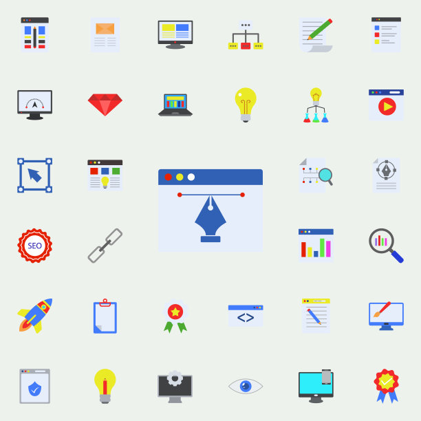 在线绘画彩色图标。用于Web和移动设备的编程贴纸图标通用集图片下载