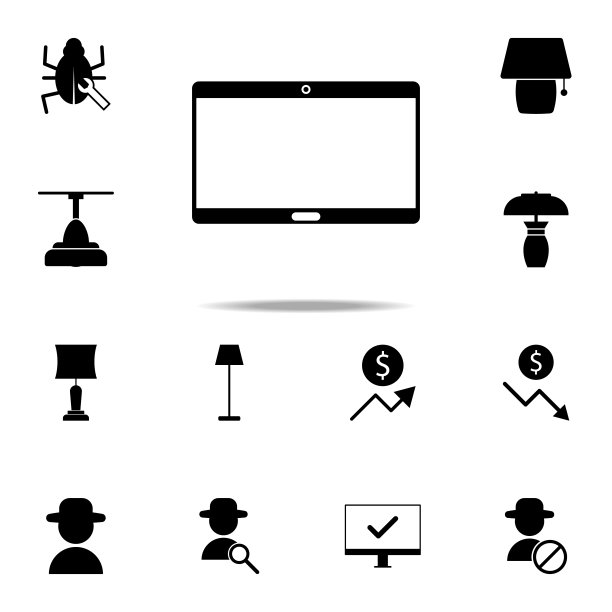 平板电脑的图标。网页图标通用设置为网页和移动图片下载