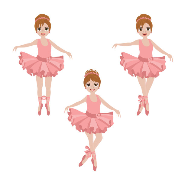 向量集可爱的小芭蕾舞女粉色芭蕾舞裙，蝴蝶结和芭蕾舞鞋。图片下载