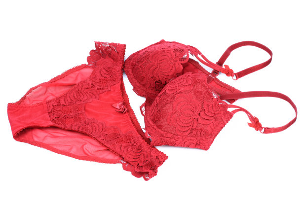 女性性感的红色内衣孤立在白色背景图片下载
